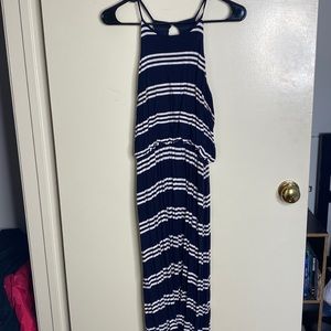 LOFT navy blue and white maxi